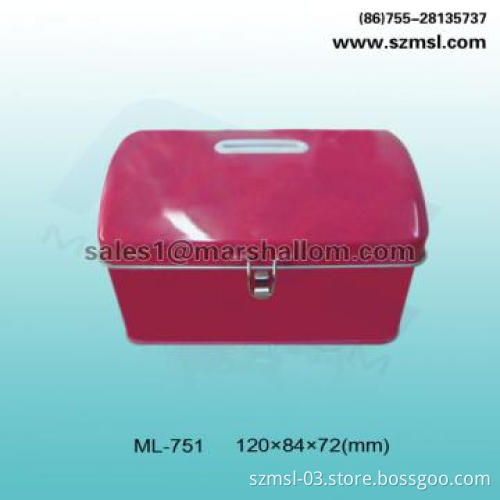 coin box, tin box, money box, metal box